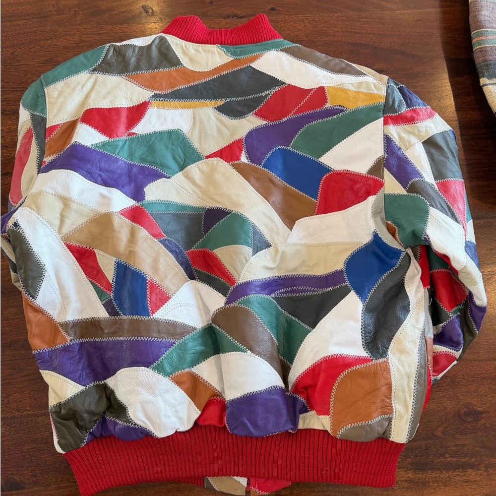Vintage David Green Leather Patchwork Bomber Jack… - image 4